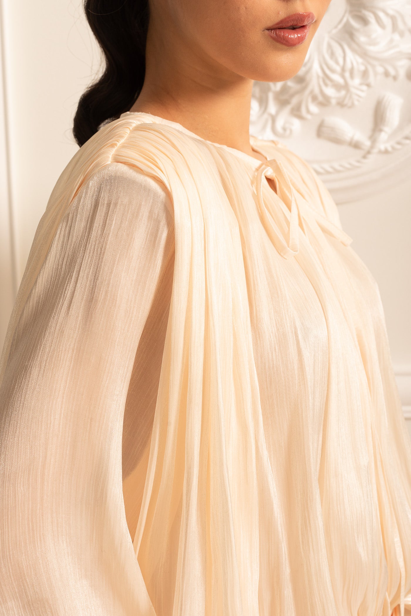 Elegante Ivoorkleurige Jurk met Lange Mouwen™